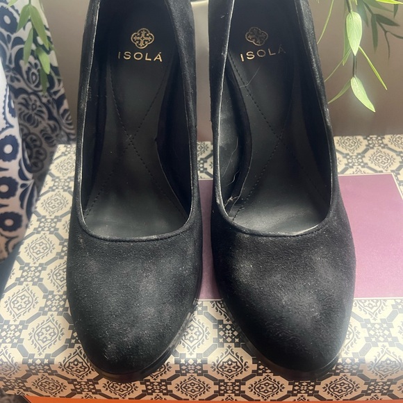 Isola Black Suede Block Heel Pump New in Box - Picture 4 of 11